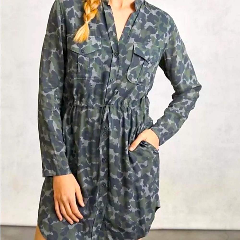 Anthropology x Cloth & Stone Nina Camo Mini Shirt Dress M Boho Coastal Cowgirl